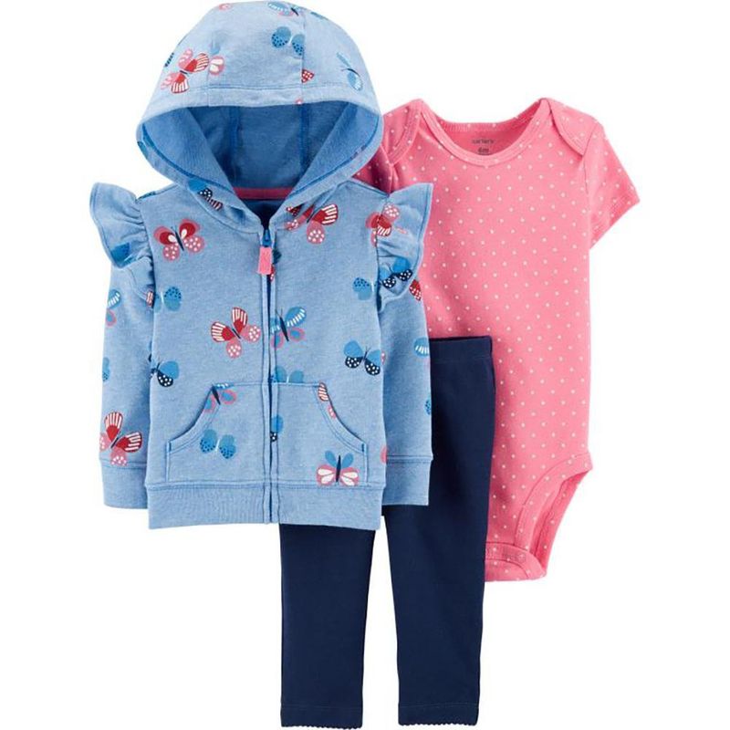 Set de Sudadera con Capucha Body y Pantalón con Estampado de Mariposas para Niña - Varias Tallas