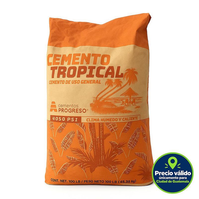 Bolsa de cemento Tropical Progreso para uso general, indicada para clima húmedo y caliente