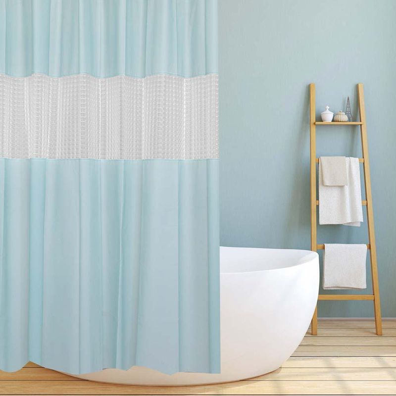 Cortina de Baño 3D Celeste Transparente