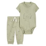 Conjunto de Body y Pantalón Texturizado Sólido Oliva para Niño - Varias Tallas