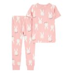 Pijama de Algodón Rosa con Estampado de Conejitos para Niña - Varias Tallas