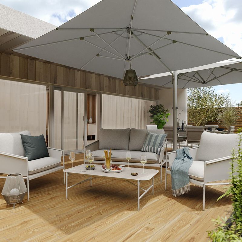 Parasol Doble Blanco con Protección UV