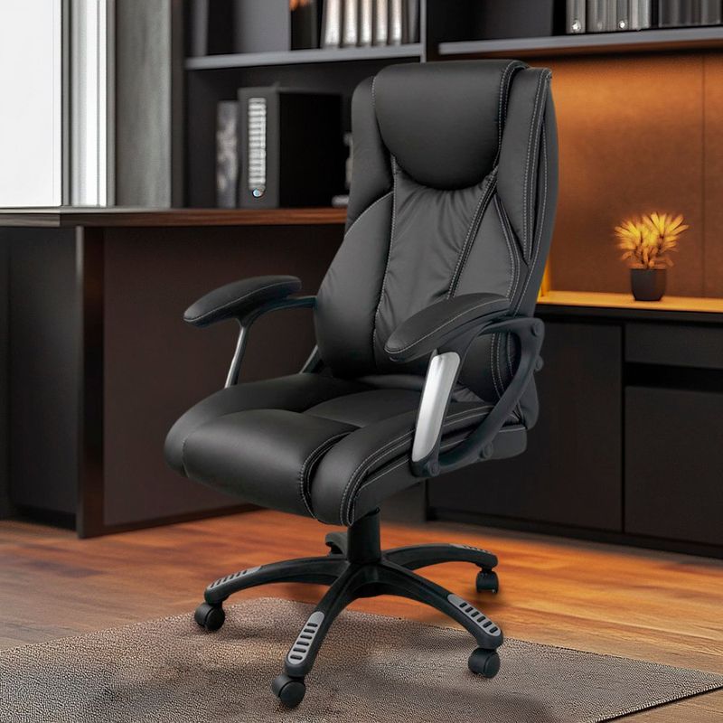 Silla Ejecutiva Ergonómica de Piel Sintética Negra