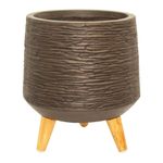 Maceta Redonda con Patas de Madera 35x29 CM
