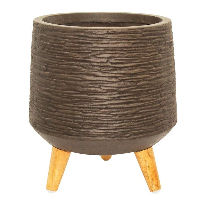 Maceta Redonda con Patas de Madera 35x29 CM