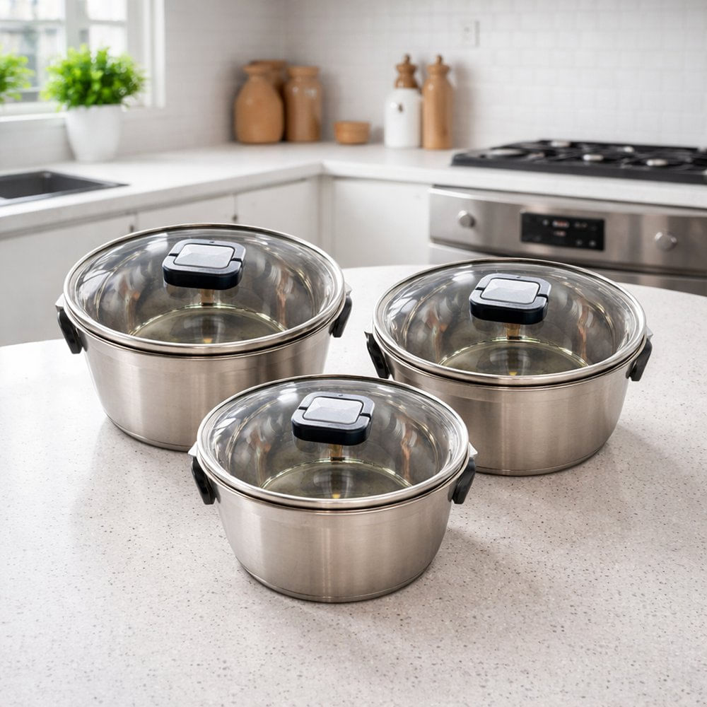 Stai Acquistando Confezione Da 3 Sgabelli San Ignatio 16 Cm 20 24 Batteria Cucina 8 Pz In Acciaio Inossidabile 2118572413