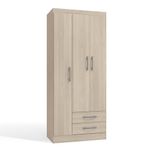 Armario Almy con 3 Puertas 2 Gavetas Almendra