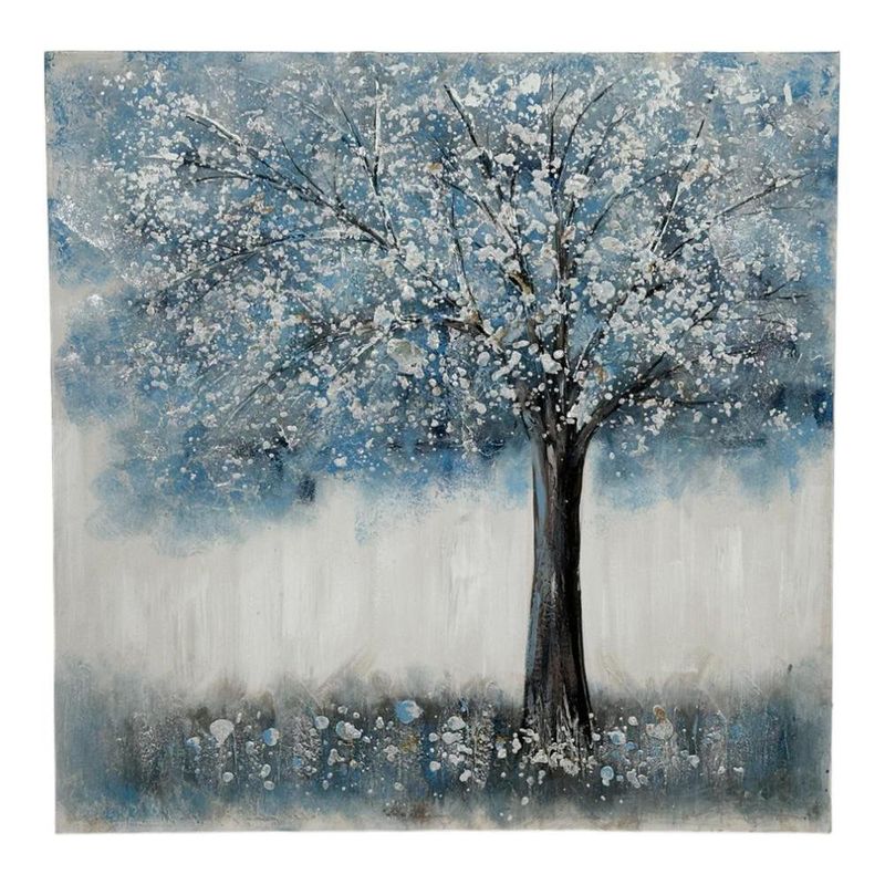 Cuadro Decorativo Árbol Azul 100x100 cm