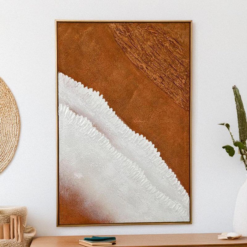 Cuadro Decorativo Abstracto con Relieve Tonos Tierra