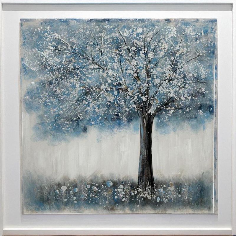 Cuadro Decorativo Árbol Azul 100x100 cm