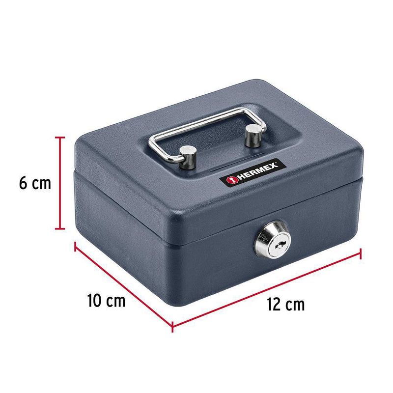 Caja de Seguridad para Dinero con Llave 12X6X10 Cm - Hermex