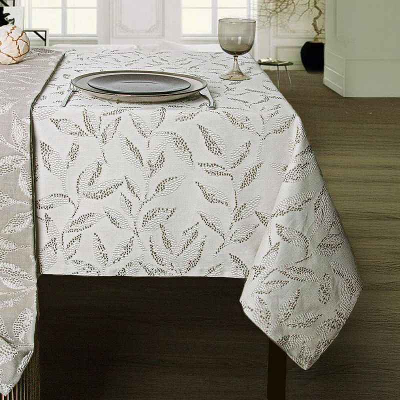 Mantel Cuadrado 180X180 Cm Hojas Beige