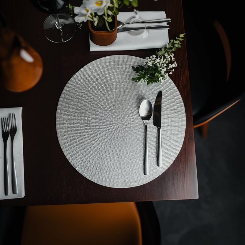 Individual Decorativo Redondo Plateado