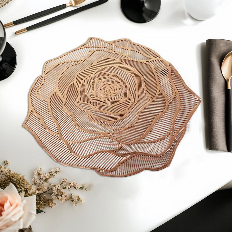 Individual Decorativo en Forma de Rosa Gold