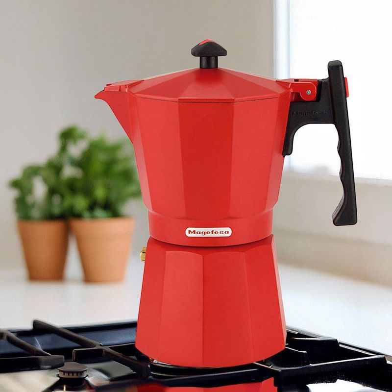 Cafetera Aluminio Roja 6 Tazas