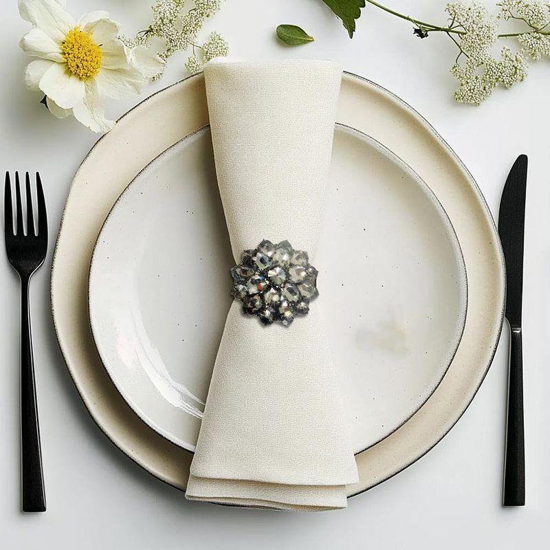 Set de 2 Anillos para Servilletas Negro con Cristales