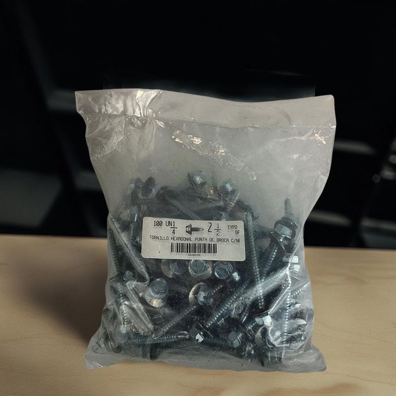 Set de 100 Tornillos Polser 1/4 x 2 1/2 Plg