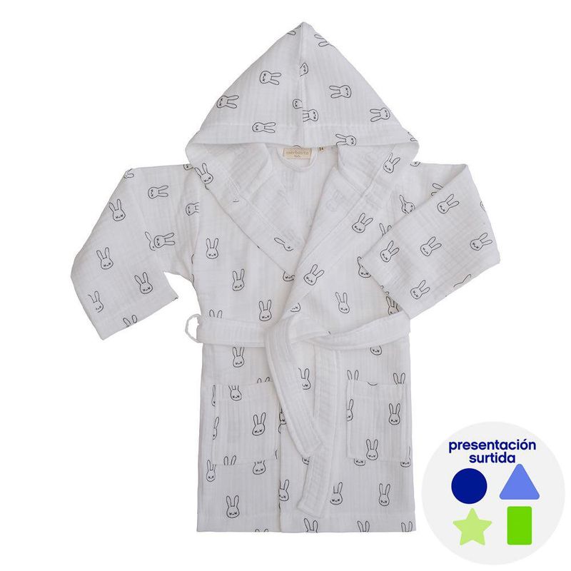 Bata de Baño Infantil con Capucha Conejos 2-4 Años