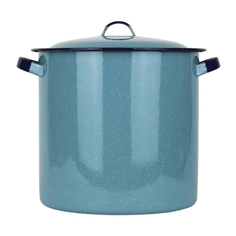 Olla Esmaltada Alta con Tapa Azul