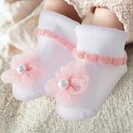 Set de Calcetas para Bebé con Diseño de Flor 0-6 Meses