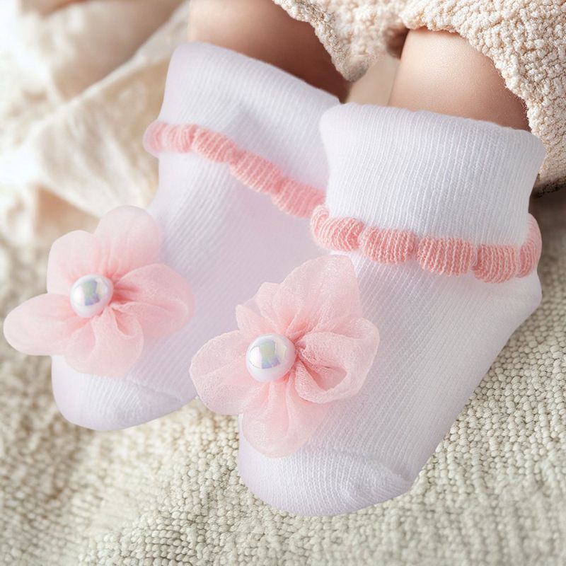Set de Calcetas para Bebé con Diseño de Flor 0-6 Meses