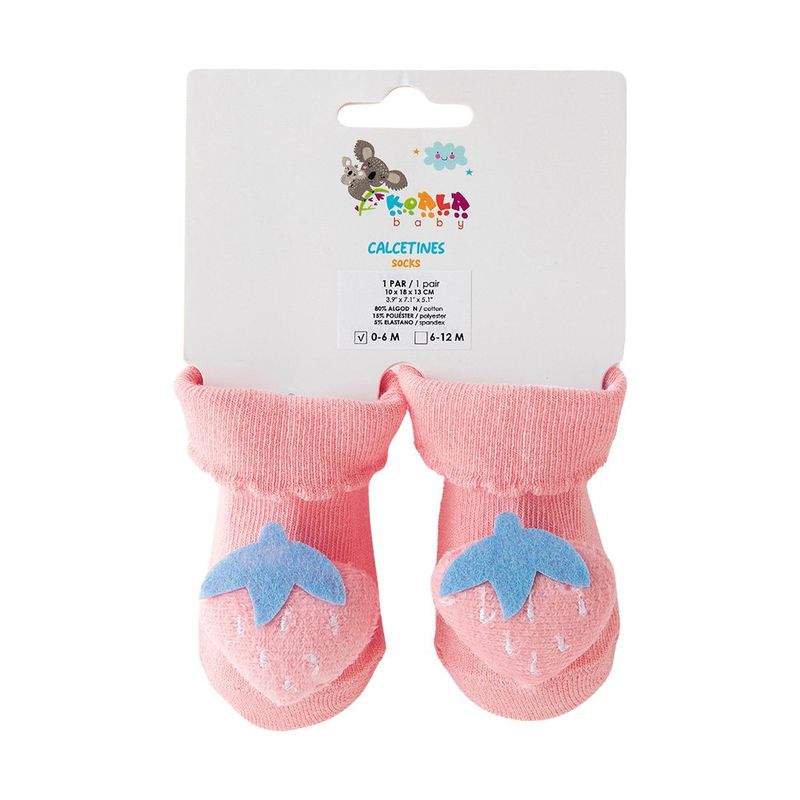 Set de Calcetas para Bebé con Diseño de Fresas 0-6 Meses