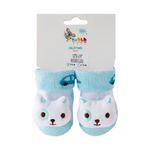 Set de Calcetas para Bebé con Diseño de Animalito Blanco con Celeste 6-12 Meses