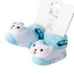 Set de Calcetas para Bebé con Diseño de Animalito Blanco con Celeste 6-12 Meses