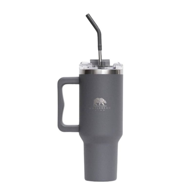 Vaso Térmico de Acero Inoxidable con Pajilla Gris 887Ml