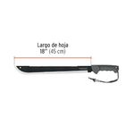 Machete Doble Filo con Cacha Bimaterial y Funda 18 Plg