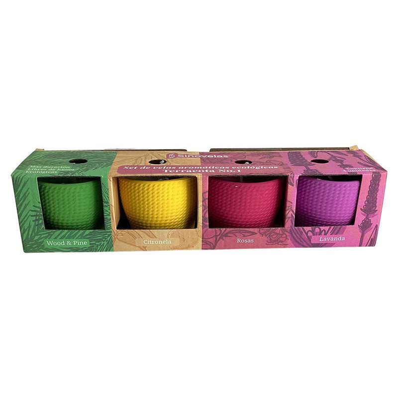 Set de 4 Velas Aromáticas Ecológicas Multicolor
