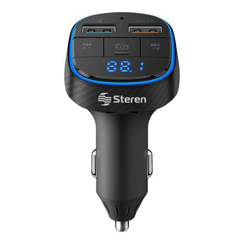 Transmisor de Bluetooth para Carro con Cargador Reproductor MP3 y Medidor de Voltaje