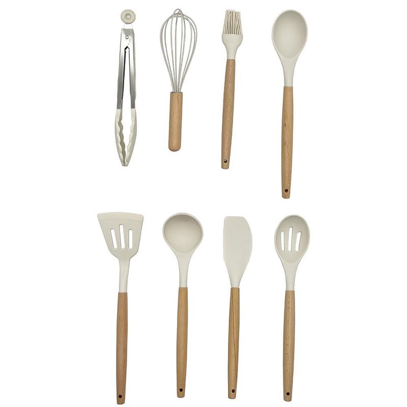 Set de 9 Utensilios de Silicona Beige