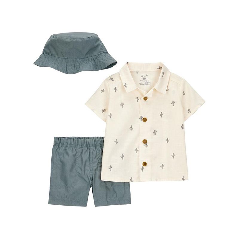 Conjunto Marfil Estampado Cactus - Varias Tallas