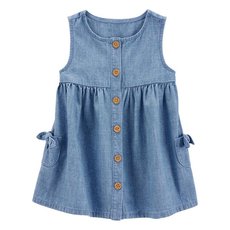 Vestido de Tela Chambray Azul - Varias Tallas
