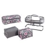 Set De 3 Cosmetiqueras Gris Flores - Viva