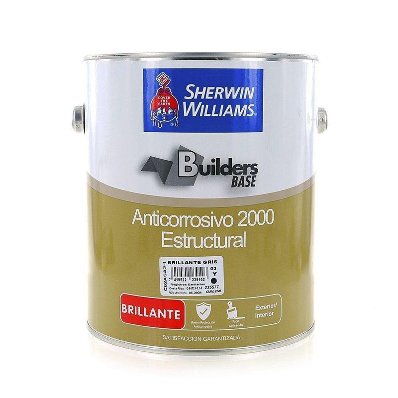 Builders Base Anticorrosivo 2000 Estructural Brillante Gris 1 Gal - Sherwin Williams