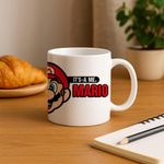 Taza Blanca con Diseño Mario Bros Frase It’s-A Me, Mario
