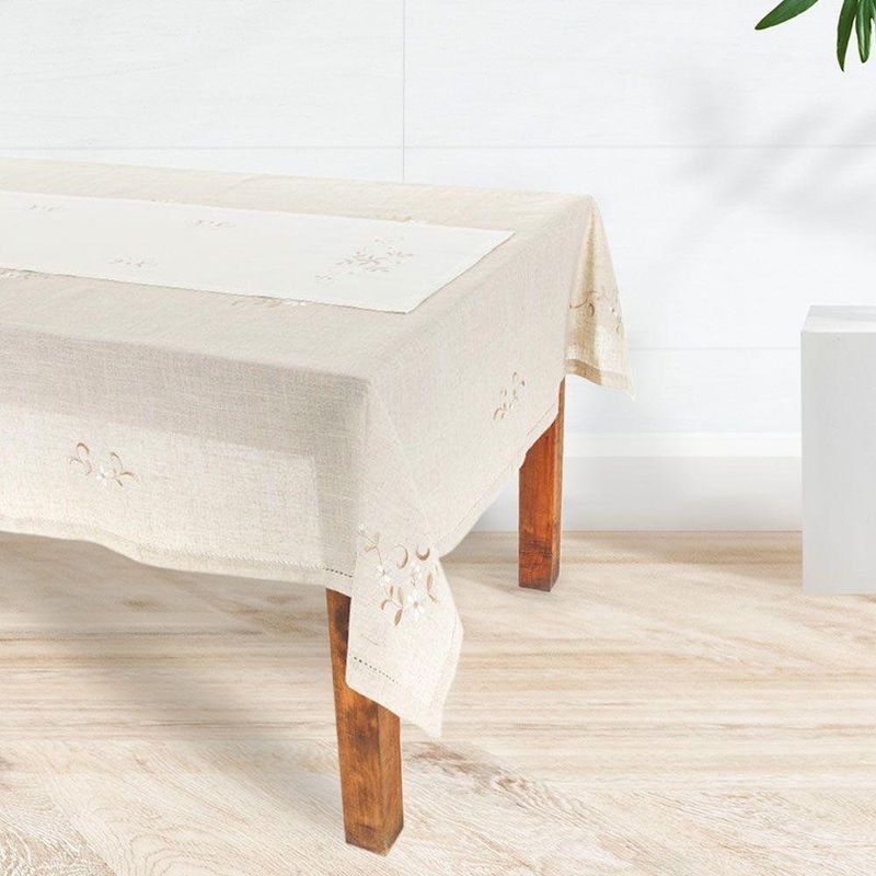 Mantel-Beige-Diseño-De-Flores---Viva-Varios-Tamaños