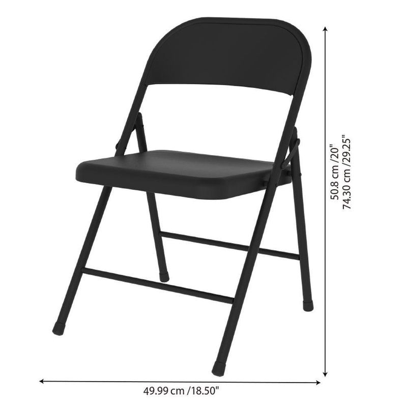 Silla De Metal Plegable Nora Negra 46.9X50.80X74.3 Cm - Newstorm