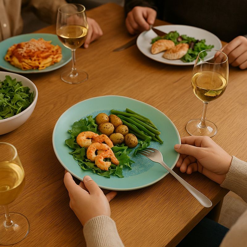 Plato para Cena Celeste y Verde