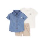 Set Infantil Short Beige, Camisa Mezclilla y Playera - Varias Tallas