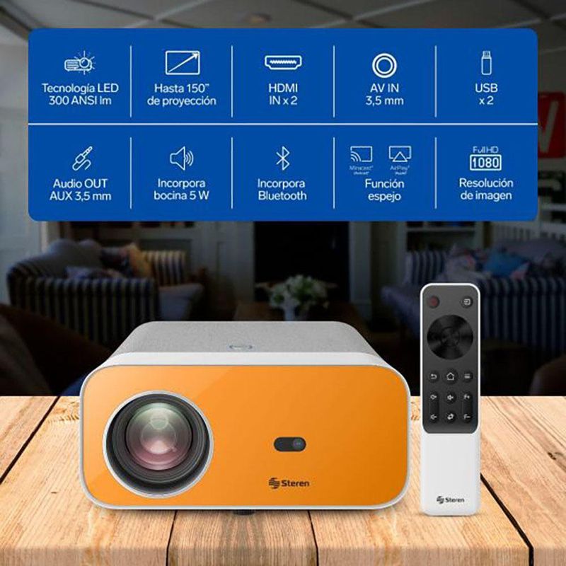 Proyector Full HD Bluetooth con Ajuste Automático 300 Lm