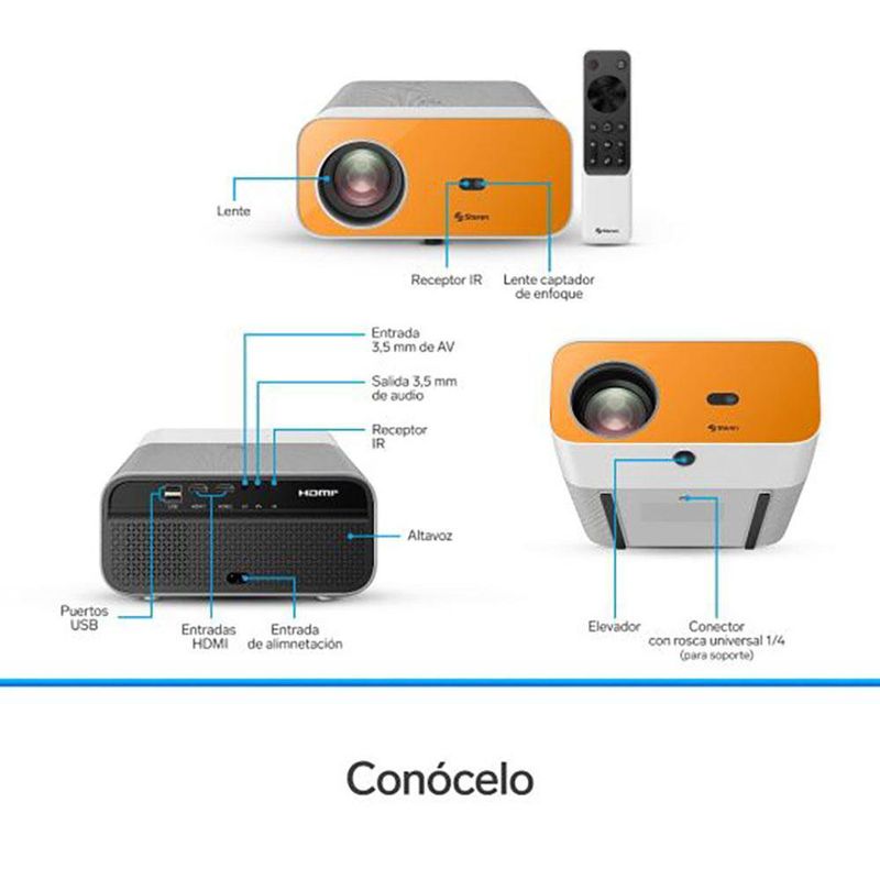 Proyector Full HD Bluetooth con Ajuste Automático 300 Lm