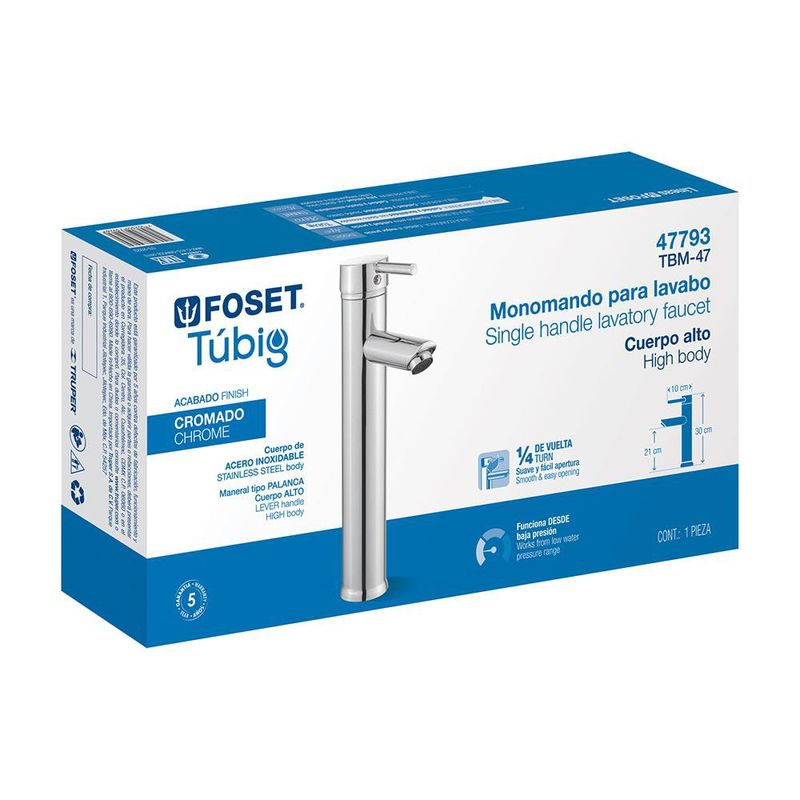 Monomando Alto para Lavabo Cuerpo Cromado Tubig