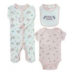 Set Pijama Flores Blanca 3 Pzas 6-9 Meses