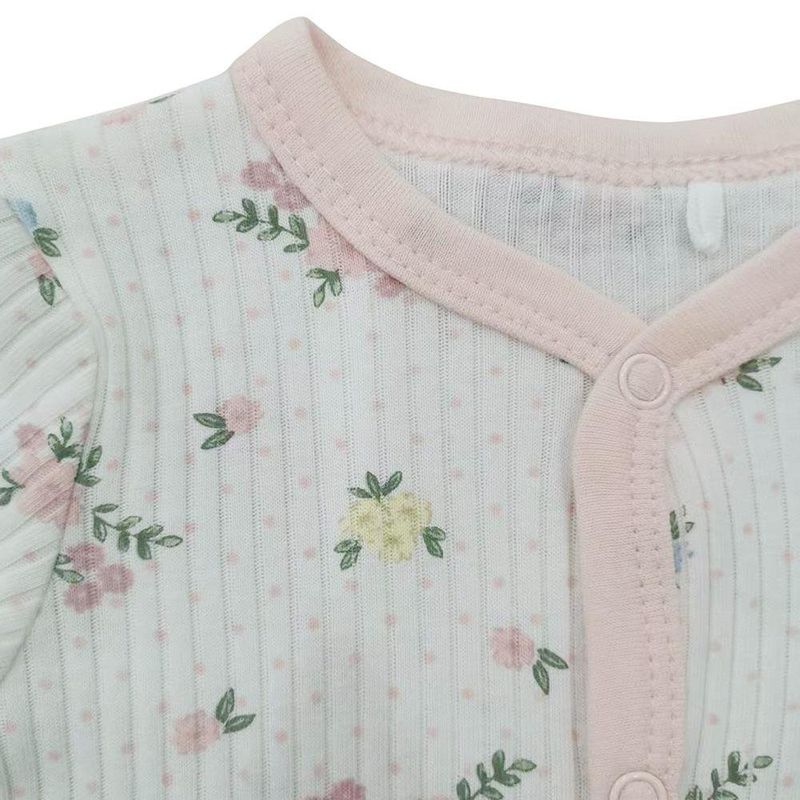 Set Pijama Flores Blanca 3 Pzas 0-3 Meses