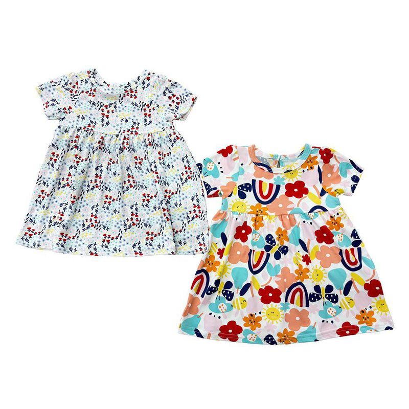 Set Vestidos Arcoíris 2 Pzas 12 Meses