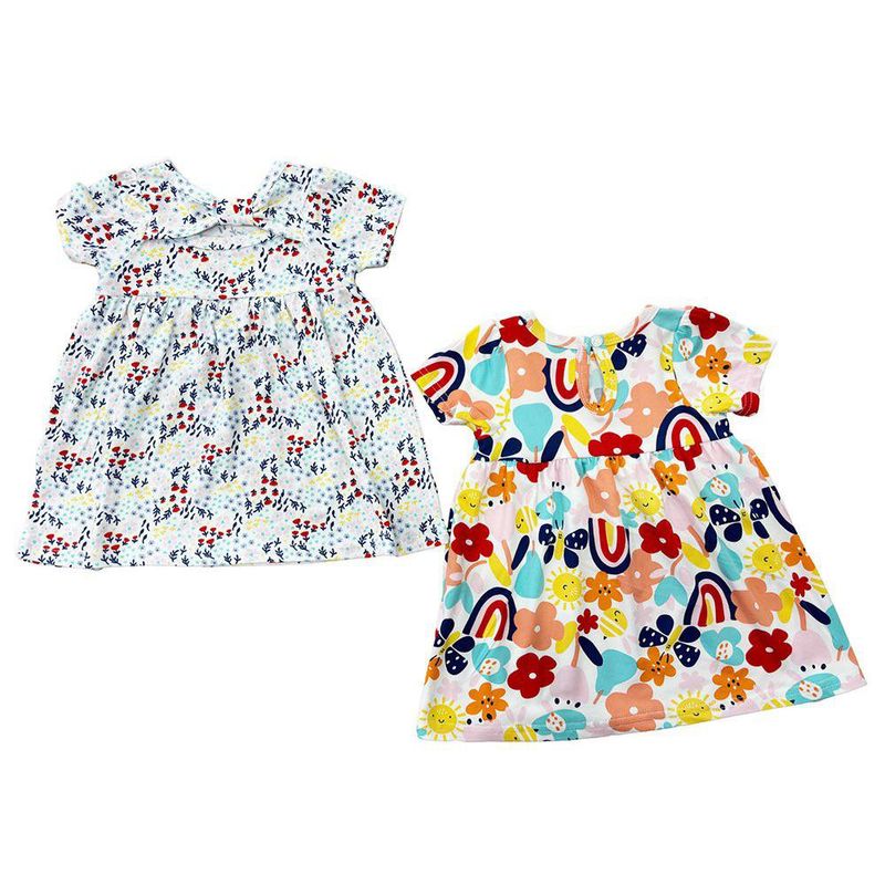 Set Vestidos Arcoíris 2 Pzas 12 Meses