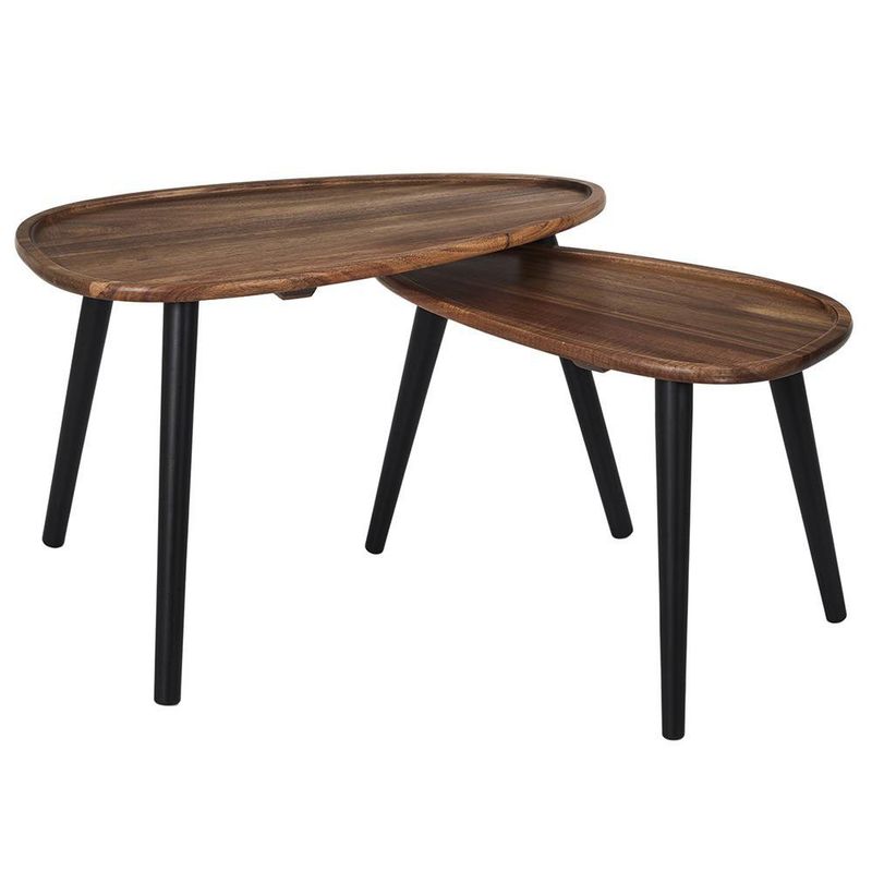 Set de Mesas Triangulares de Madera Acacia